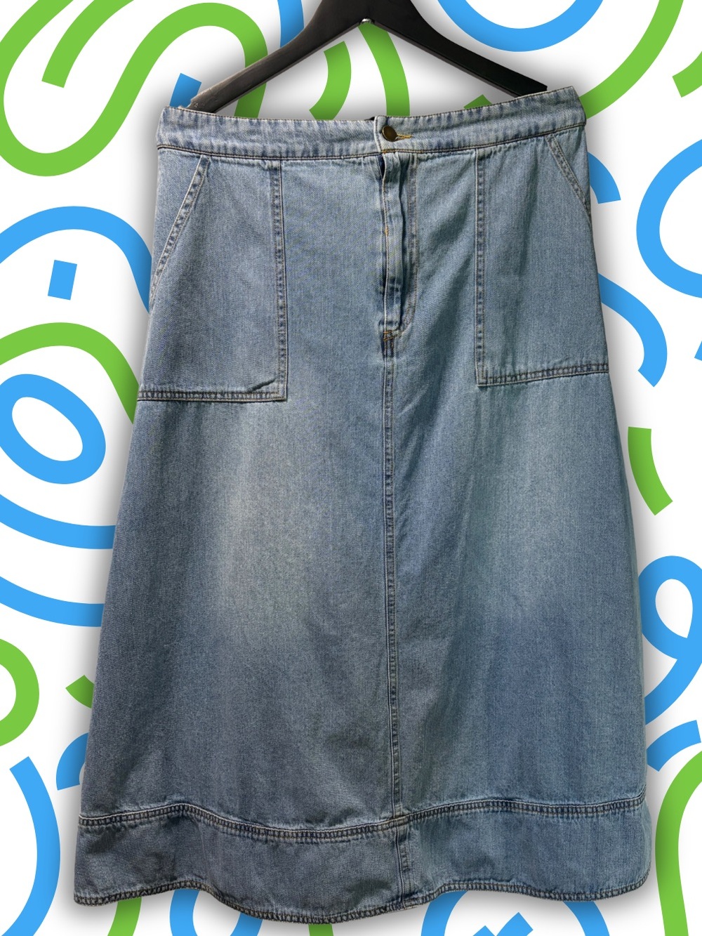 Melrose and Market Denim A-Line Midi Skirt | Vintage Wash | Sz 31 | Excellent